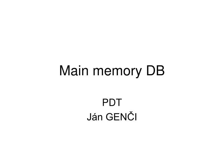 main memory db