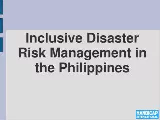 Inclusive Disaster Risk Management in the Philippines