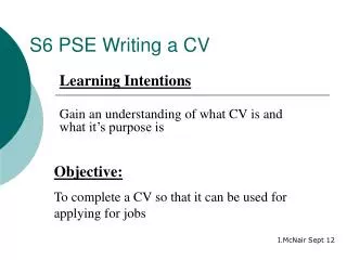 S6 PSE Writing a CV