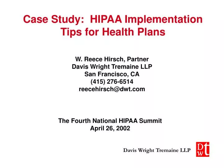 case study hipaa implementation tips for health plans