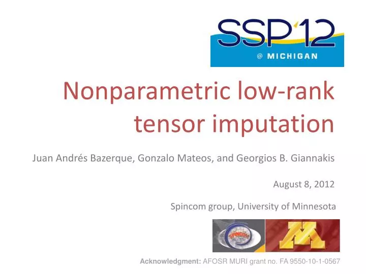 nonparametric low rank tensor imputation