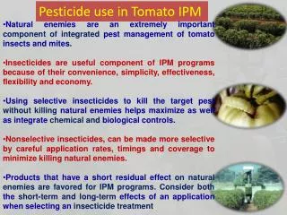 Pesticide use in Tomato IPM