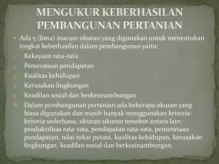 mengukur keberhasilan pembangunan pertanian
