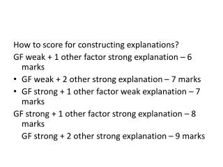 How to score for constructing explanations?