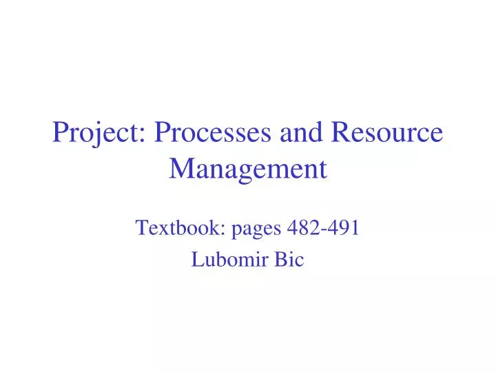 project processes and resource management