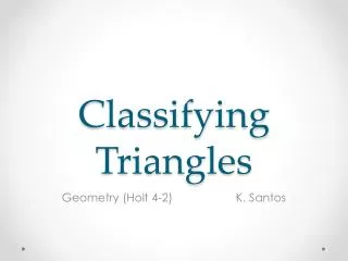 Classifying Triangles