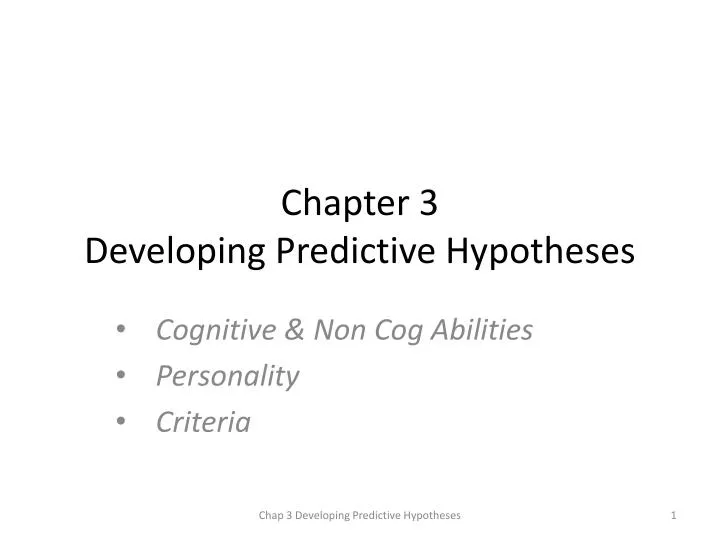 chapter 3 developing predictive hypotheses