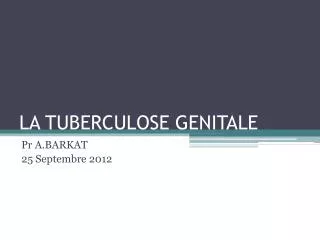 la tuberculose genitale