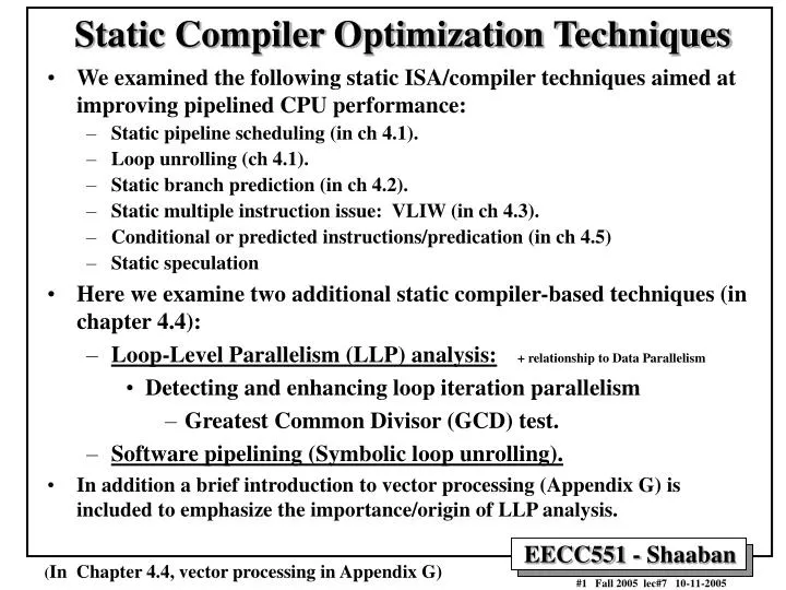 static compiler optimization techniques