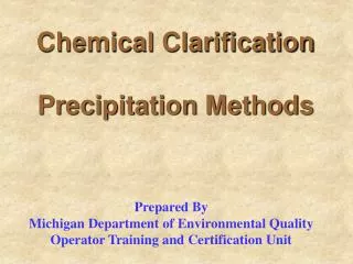 Chemical Clarification Precipitation Methods