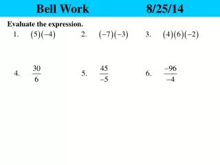 Bell Work			8/25/14