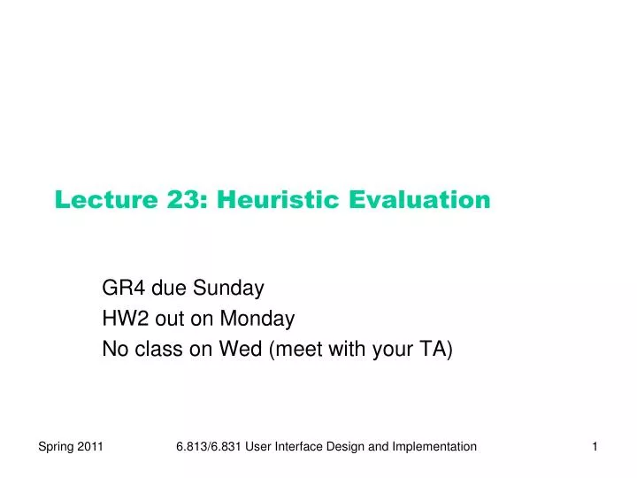 lecture 23 heuristic evaluation
