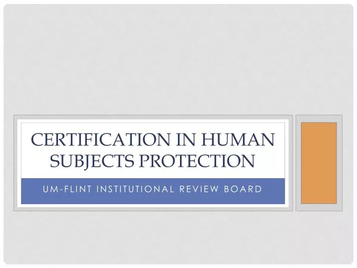 certification in human subjects protection