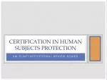 Certification in Human subjects Protection - slide 1