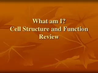 What am I? Cell Structure and Function Review
