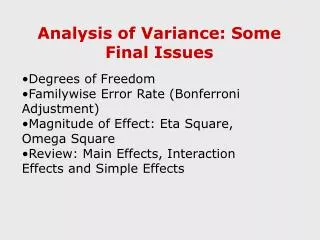 Analysis of Variance: Some Final Issues