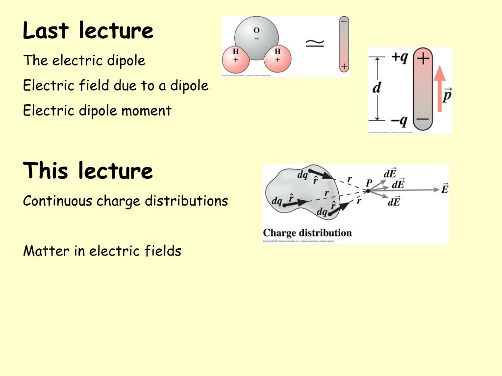 PPT - Last lecture The electric dipole Electric field due to a dipole ...