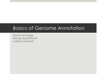 Basics of Genome Annotation