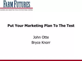 Put Your Marketing Plan To The Test