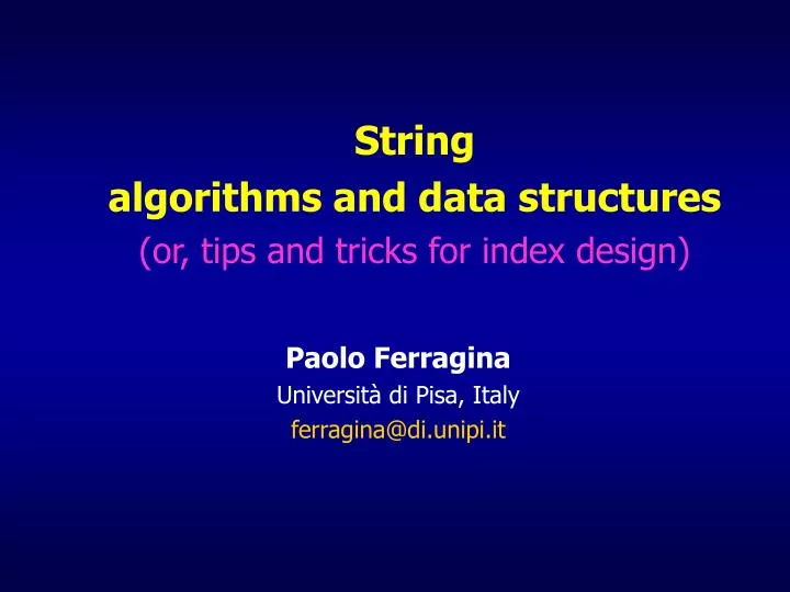 string algorithms and data structures or tips and tricks for index design