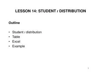 LESSON 14: STUDENT t DISTRIBUTION