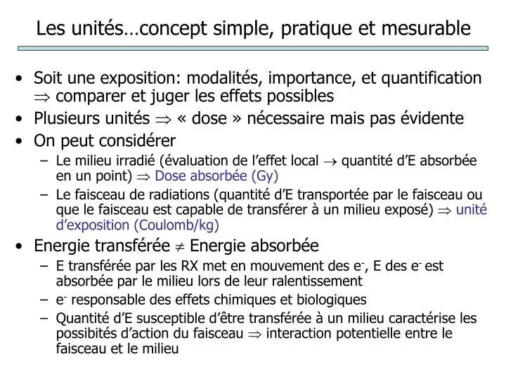 les unit s concept simple pratique et mesurable