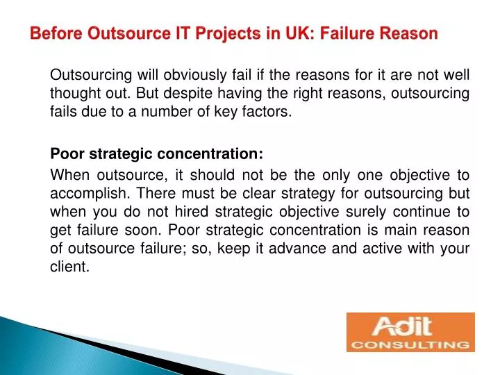 before outsource it projects in uk failure reason
