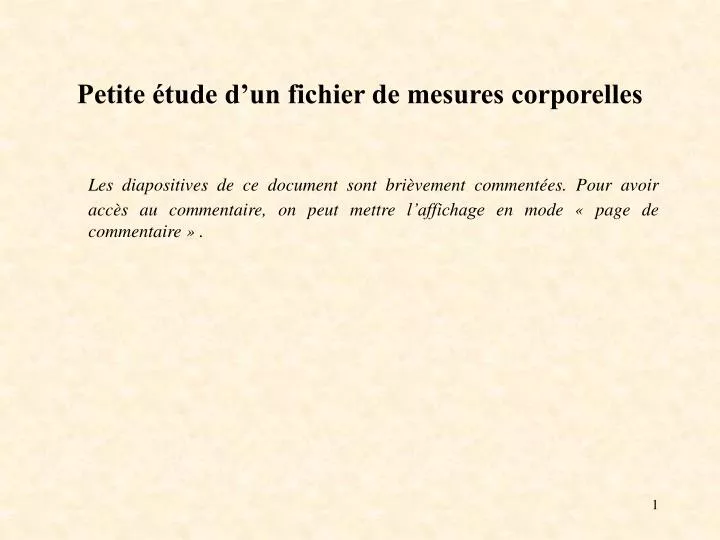 petite tude d un fichier de mesures corporelles