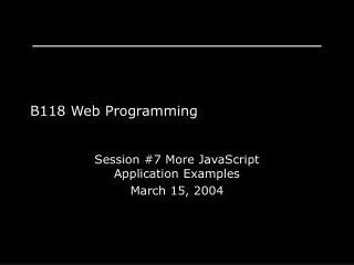 B118 Web Programming