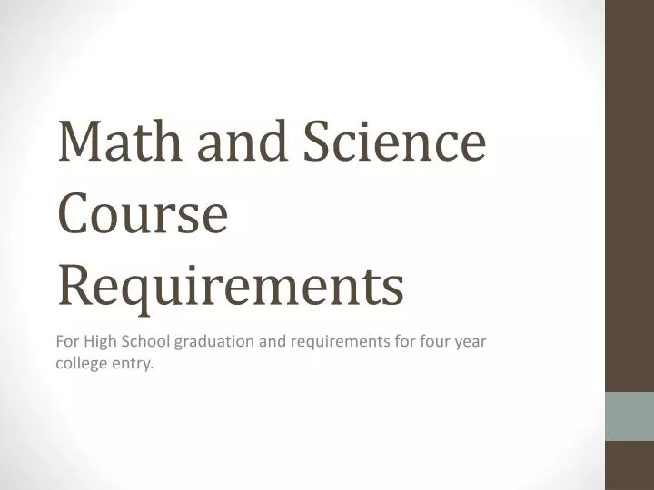 math and science course requirements