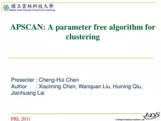 APSCAN: A parameter free algorithm for clustering