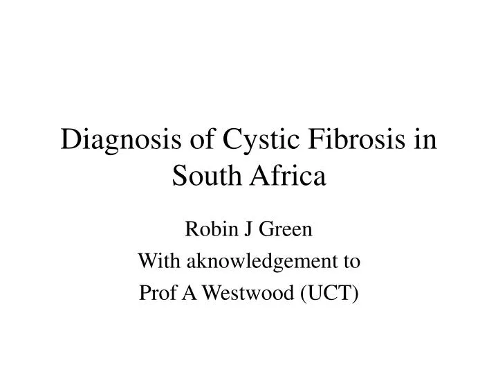 diagnosis of cystic fibrosis in south africa