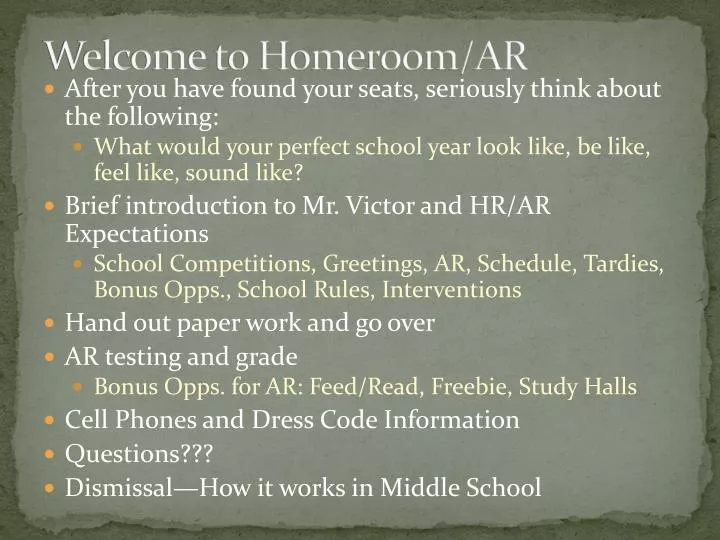 welcome to homeroom ar
