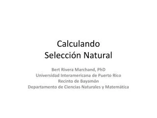 calculando selecci n natural