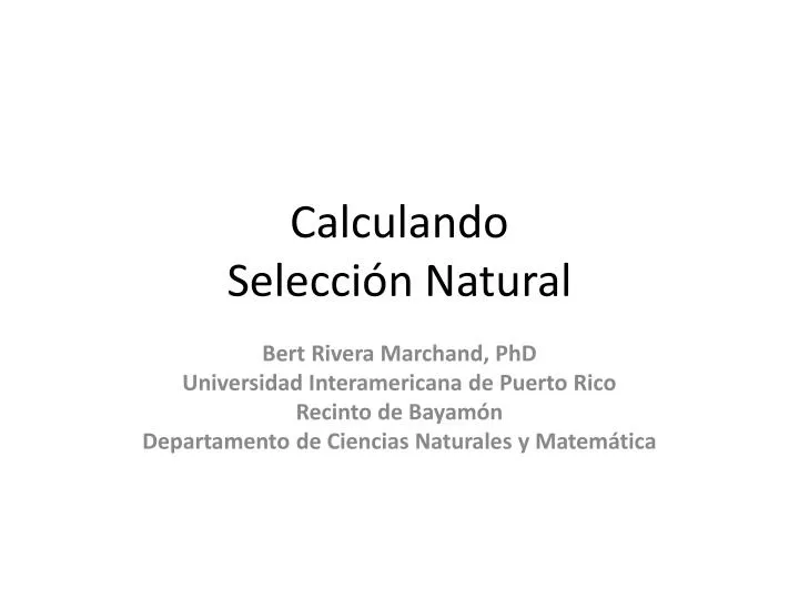 calculando selecci n natural