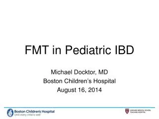 FMT in Pediatric IBD