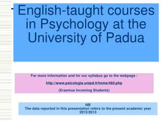 English-taught courses in Psychology at the University of Padua