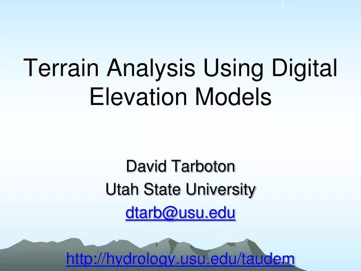 terrain analysis using digital elevation models
