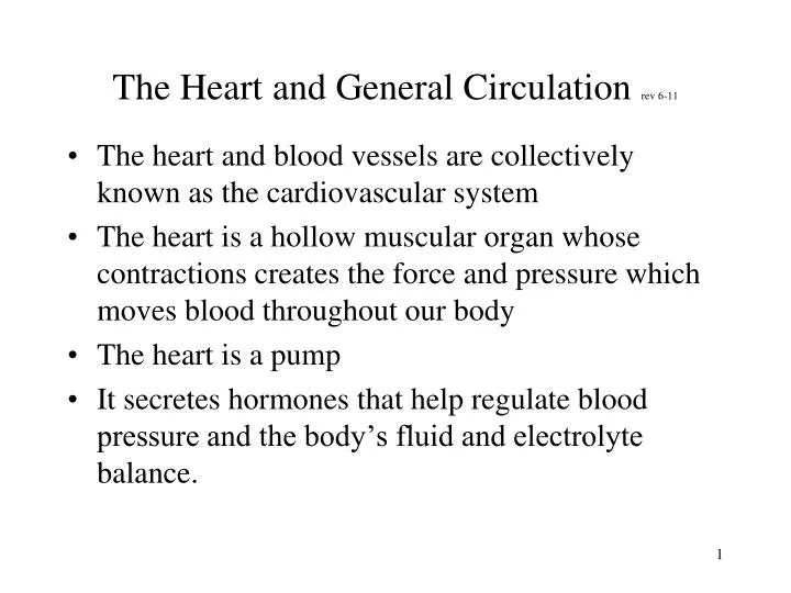 the heart and general circulation rev 6 11