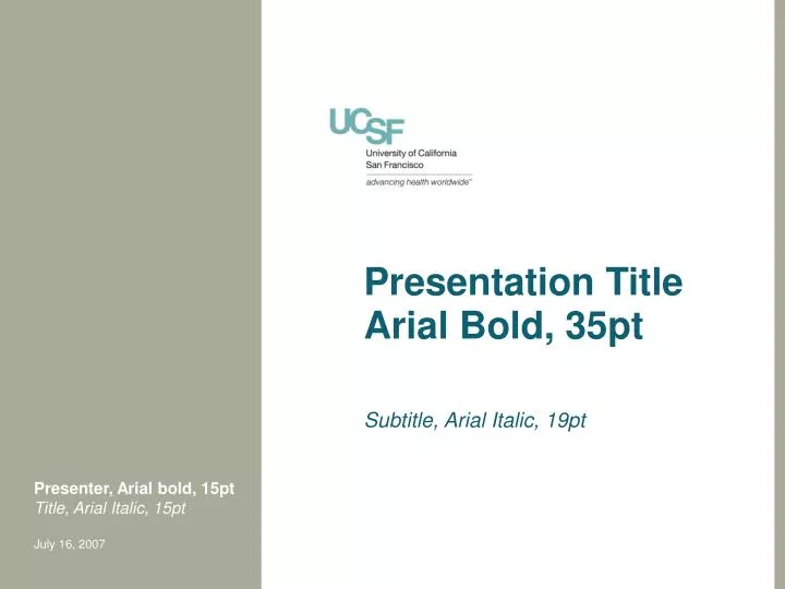 presentation title arial bold 35pt