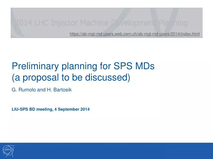 preliminary planning for sps mds a proposal to be discussed