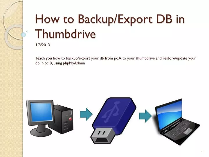 how to backup export db in thumbdrive