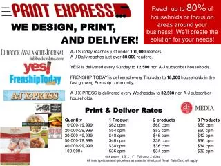 Print &amp; Deliver Rates