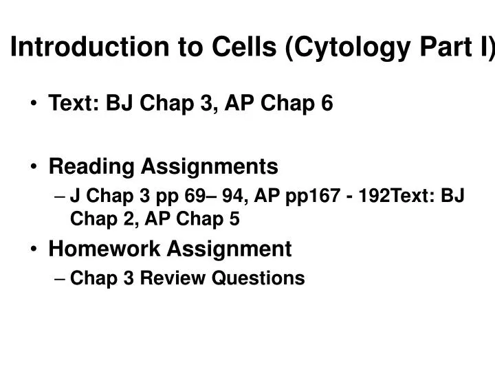 introduction to cells cytology part i