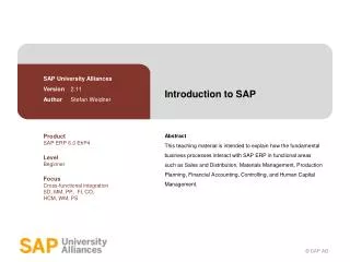 introduction to sap