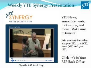 Weekly YTB Synergy Presentation