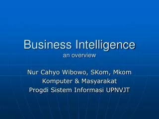 Business Intelligence an overview