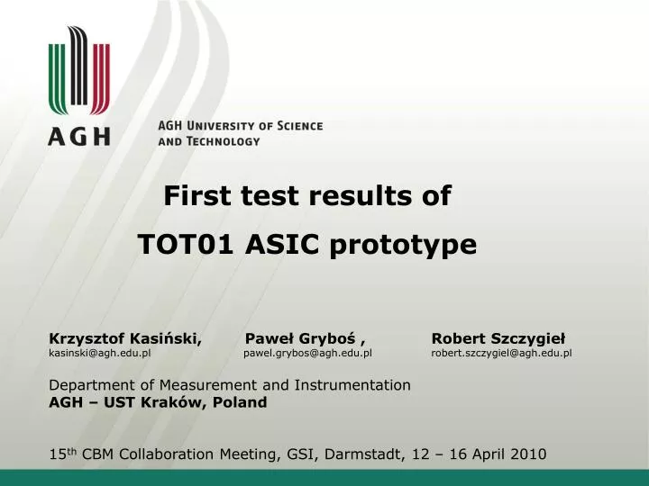 first test results of tot01 asic prototype