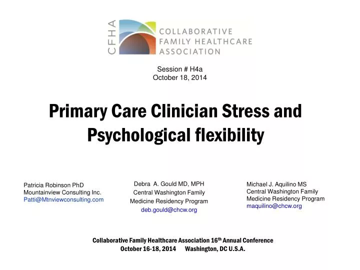 primary care clinician stress and psychological flexibility