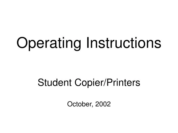 operating instructions